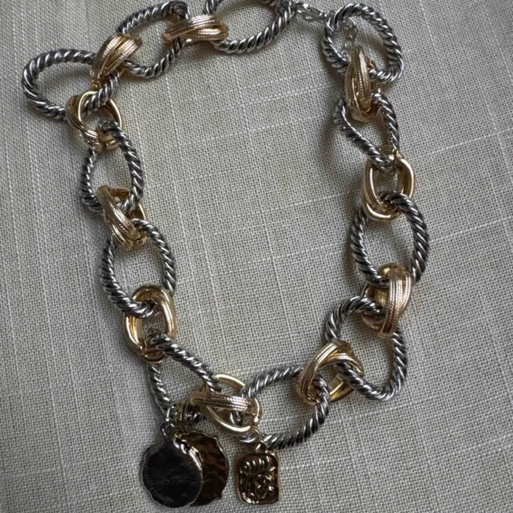 New! Mixed Metal Coin Charm Necklace (1059) NWOT